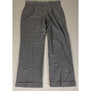 Stafford Dress Pants Men's 38x32 Gray Pleated Worsted Wool Blend Cuffed Trousers